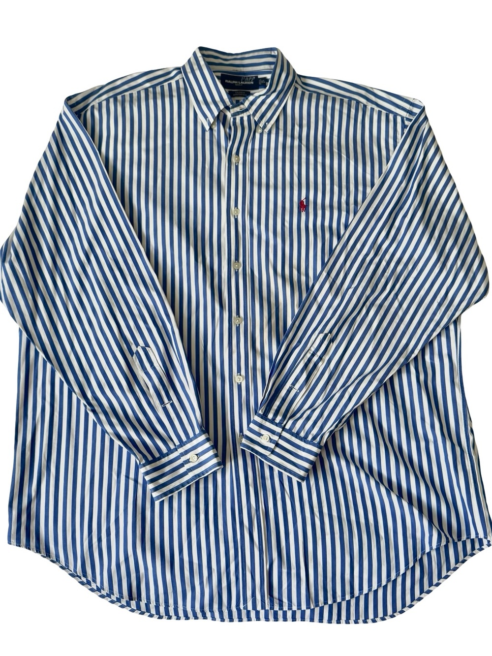 Ralph Lauren Golf Men's Tilden Blue/White Striped Button-Down Cotton Shirt XL
